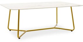 Τραπέζι σαλονιού Paris pakoworld γυαλί 8mm σχέδιο μαρμάρου-χρυσό 120x80x45εκ