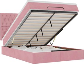 vidaXL Οθωμανικό κρεβάτι με στρώματα Ροζ 140x200cm Βελούδο