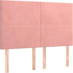 vidaXL Κρεβάτι Boxspring με Στρώμα Ροζ 140x200 εκ. Βελούδινο