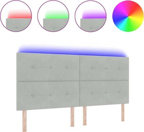 vidaXL LED κεφαλάρι με κεφαλάρι Ανοιχτό γκρι 200 cm Πολυεστέρας