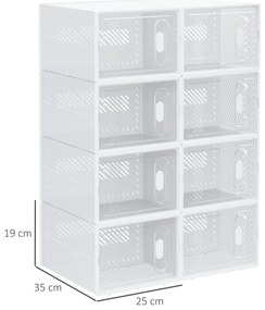 HOMCOM Μοντουλάρ ραφιέρα με 8 θήκες, ραφιέρα σύνδεσης, 25 cm x 35 cm x 19 cm, διαφανές