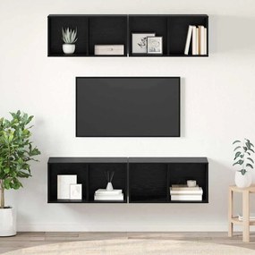 vidaXL Τηλεοπτική Κάβα Τοίχου με ράφι 4 pcs Μαύρη δρυς 37 x 37 x 72 εκ