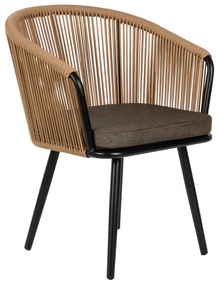 Πολυθρόνα Κήπου ArteLibre LOFOI Μαύρο/Καφέ Αλουμίνιο/Rattan 60x62x81cm Arte-14840011