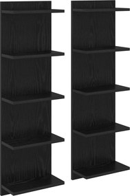 vidaXL Ράφι Τοίχου 2 pcs Μαύρη Δρυς 30 x 15 x 100 εκ