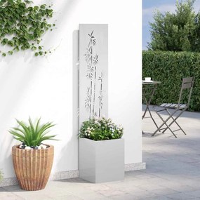 vidaXL Οθόνη Ιδιωτικότητας Κήπου Floral Ασημί 32 x 150 εκ