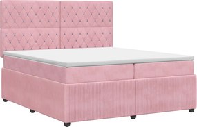 vidaXL Κρεβάτι box spring με στρώμα Ροζ 200 x 200 cm Βελούδο