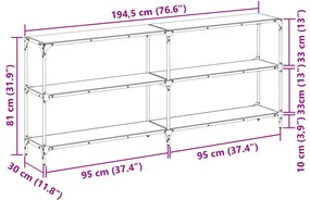 ΤΡΑΠΕΖΙ ΚΟΝΣΟΛΑ ΕΠΙΦΑΝΕΙΑ ΜΑΥΡΟ ΓΥΑΛΙ 194,5X30X81 ΕΚ. ΑΤΣΑΛΙ 846035