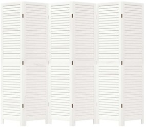 vidaXL Διαχωριστικό Χώρου με 6 Πάνελ Λευκό από Μασίφ Ξύλο Παυλώνιας