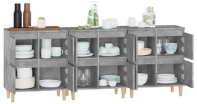 vidaXL Ντουλάπια 3 τεμ. Γκρι Σκυροδέματος 60x35x70 εκ. Επεξεργ. Ξύλο