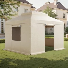VEVOR Winter Gazebo Cover Fits 3.05 x 3.65 m Hardtop Gazebos, All-Weather Double-Tiered Gazebo Cover with Sidewalls &amp;  Windows, High-Density PE Enclosed Storage Shelter Covers, Gazebos not Included