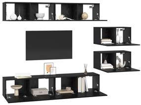 vidaXL Σετ επίπλου τηλεόρασης 6 pcs Μαύρη Οξυά 80 x 30 x 30.5 εκ Small