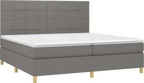 vidaXL Κρεβάτι Boxspring με Στρώμα Σκούρο Γκρι 200x200 εκ. Υφασμάτινο