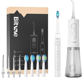 Sonic toothbrush with tips set and water flosser Bitvae D2+C2 (white)