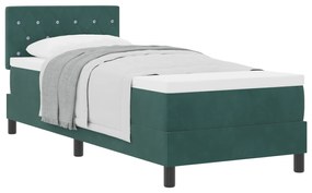 vidaXL Κρεβάτι Box Spring με Στρώμα Σκούρο Πράσινο 80x200 cm Βελούδο