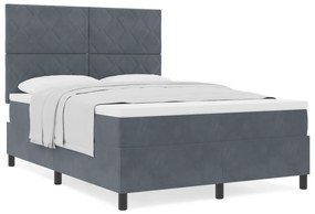 vidaXL Κρεβάτι με Στρώμα και Στρώμα Γκρι 140x190 εκ. Βελούδο
