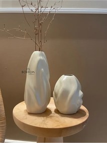 Stewehome Σετ 2 τεμαχίων κεραμικά βάζα κυματιστά Μπεζ