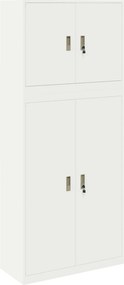 vidaXL Ντουλάπι αποθήκευσης 2 τμχ. Λευκό 90 x 40 x 210 εκ Ατσάλι