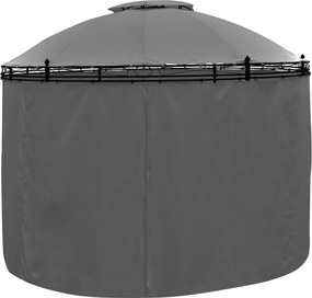 vidaXL Κιόσκι με Κουρτίνες Στρογγυλό Ανθρακί 3,5 x 2,7 μ.