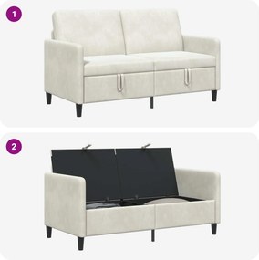 vidaXL Καναπές με Αποθήκευση Κρεμ 152 x 78 x 87 εκ Πολυεστέρας