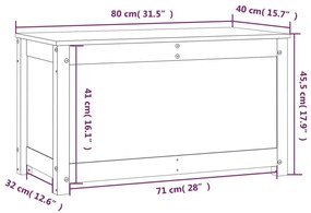 Κουτί Αποθήκευσης Καφέ Μελί 80x40x45,5 εκ από Μασίφ Ξύλο Πεύκου - Καφέ