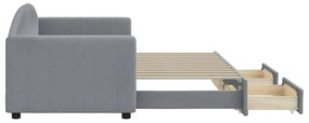 vidaXL Καναπές Κρεβάτι Συρόμενος Ανοιχτό Γκρι 80x200εκ Ύφασμα Συρτάρια