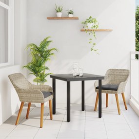 vidaXL Σετ τραπεζαρίας 3 pcs Ανοιχτό γκρι και Μαύρο Μέγεθος: Μεσαίο