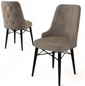 Καρέκλα Pare Babyface (Σετ 4Τμχ) 240CHR1503 46x46x94cm Cappuccino-Black Μέταλλο,Ύφασμα