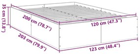 Πλαίσιο Κρεβατιού Καφέ Δρυς 120x200 εκ. Επεξεργασμένο Ξύλο - Καφέ