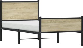 vidaXL Σκελετός Κρεβ. Χωρίς Στρώμα Sonoma Δρυς 75x190 εκ. Μεταλλικό