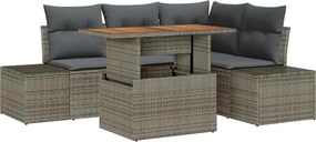 vidaXL Σετ Καναπέ Κήπου με αποθήκευση 5 pcs Γκρι Πολυ ράταν
