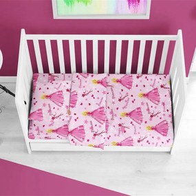 Σεντόνι Βρεφικό Princess 392 Με Λάστιχο Pink DimCol Κούνιας 70x155cm Cotton-Polyester