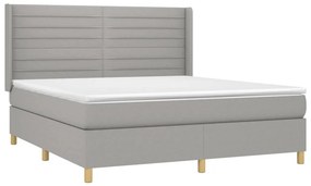 vidaXL Κρεβάτι Boxspring με Στρώμα &amp; LED Αν.Γκρι 160x200εκ. Υφασμάτινο