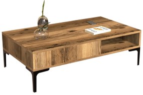 COFFEE TABLE MELAMINE  IN WALNUT COLOR &amp; METAL LEGS 105x60x32.6Hcm.