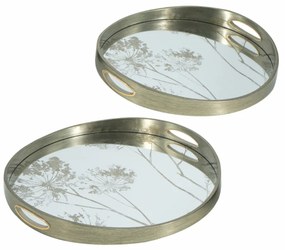 Artekko Tray Διακοσμητικός Δίσκος με Καθρέπτη Πλαστικό Γυαλί Σαμπανιζέ (45x45x4.7)cm Σετ/2 Artekko 86752