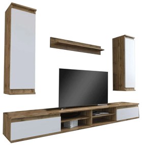 Σύνθεση Τηλεόρασης Sandro 192-000029 220x37x160cm Walnut-White