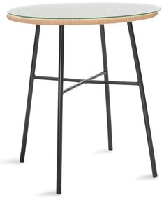 Gaus table metal black-pe natural-glass D70x74cm 70x70x74 εκ.