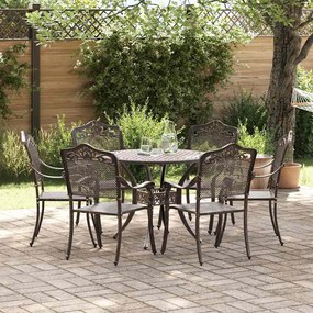 vidaXL Σέτ φαγητού για κήπο 7 pcs Μπρονζέ Αλουμίνιο