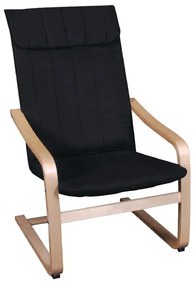 WOODWELL Ε7150,2HAMILTON Πολυθρόνα Σαλονιού Καθιστικού, Σημύδα - Ύφασμα Μαύρο 59x80x93cm Ε7150,2
