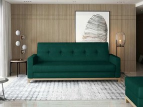 Καναπές κρεβάτι Elyria 103, Λειτουργία ύπνου, Οξιά, Πράσινο,  Αποθηκευτικός χώρος, 216x104x72cm, Πόδια: Ξύλο
