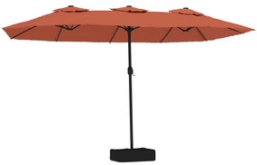 vidaXL Ομπρέλα Κήπου με Διπλή Κορυφή και LED Τερακότα 449 x 265 εκ.