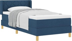 vidaXL Κρεβάτι με ελατήρια με στρώμα Μπλε 190 x 90 cm Πολυεστέρας