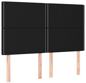 vidaXL Κρεβάτι Boxspring με Στρώμα &amp; LED Μαύρο 140x190 εκ. Υφασμάτινο