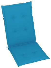 Καρέκλες Κήπου 4 τεμ. από Μασίφ Ξύλο Teak με Μπλε Μαξιλάρια - Μπλε