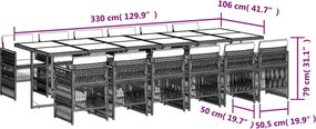 vidaXL Σετ Τραπεζαρίας Κήπου 13τεμ. Μαύρο από Συνθ. Ρατάν με Μαξιλάρια