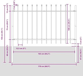 vidaXL Φράχτης Κήπου 5 pcs Λευκό 8,5 x 1 μ Ατσάλι με Πούδρα