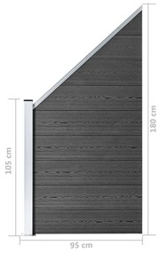Πάνελ Περίφραξης Μαύρο 95 x (105-180) εκ. από WPC - Μαύρο