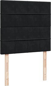 vidaXL Κρεβάτι Boxspring με Στρώμα Μαύρο 90x200 εκ. Βελούδινο