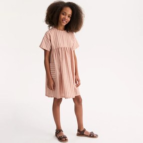 Ριγέ φόρεμα με κοντά μανίκια, από βαμβάκι