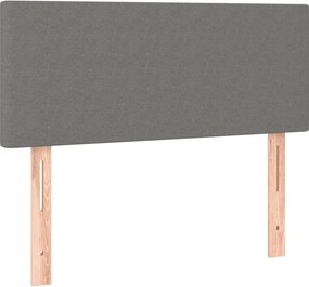 vidaXL Κρεβάτι Boxspring με Στρώμα &amp; LED Σκ.Γκρι 90x190 εκ. Υφασμάτινο