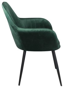 Valery Πολυθρόνα Μέταλλο Βαφή Μαύρο / Ύφασμα Velure Forest Green . Διάσταση: 55x61x87cm (Σετ 2 ΤΕΜ)